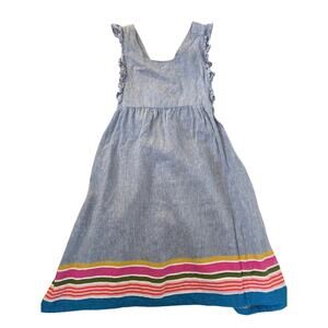 Mini Boden Linen End On End Stripe Bow Back Dress
